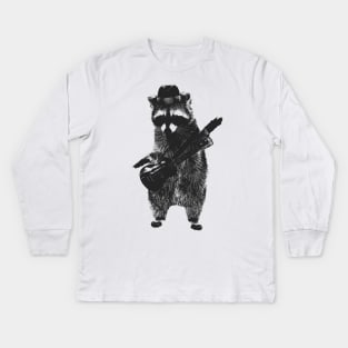 Raccoon wielding ukulele Kids Long Sleeve T-Shirt